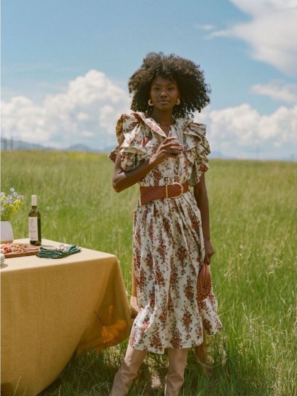 Tuckernuck Bouquet Mariana
Maxi Dress sz L Cerise Falling
Flowers Ruffle Sleeves - Picture 3 of 4